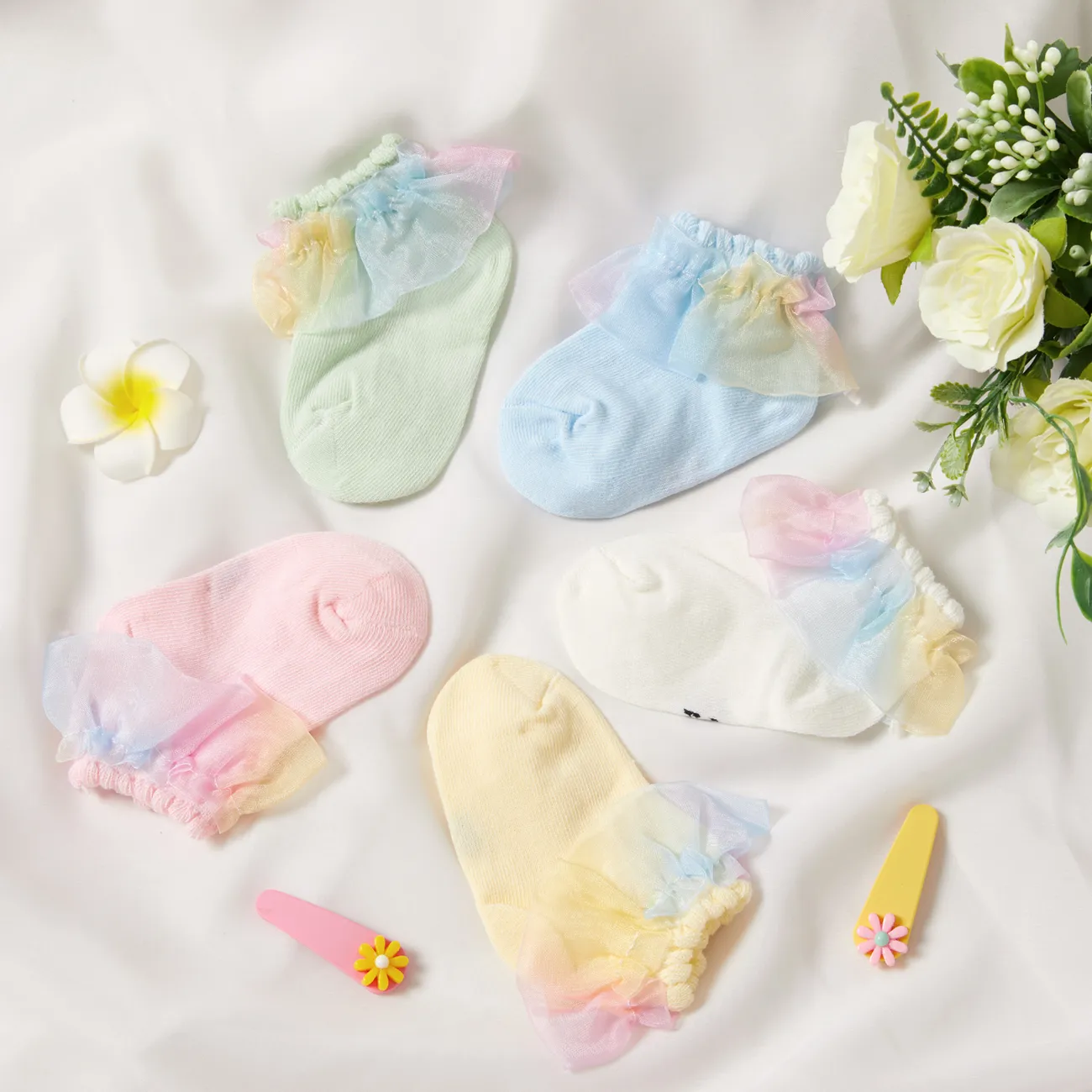 Baby / Toddler / Kid Mesh Flounced Socks White big image 1