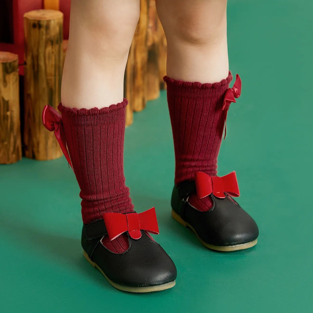 Süße feste Schleifendekor-Socken für Baby- und Kleinkindmädchen rot big image 1