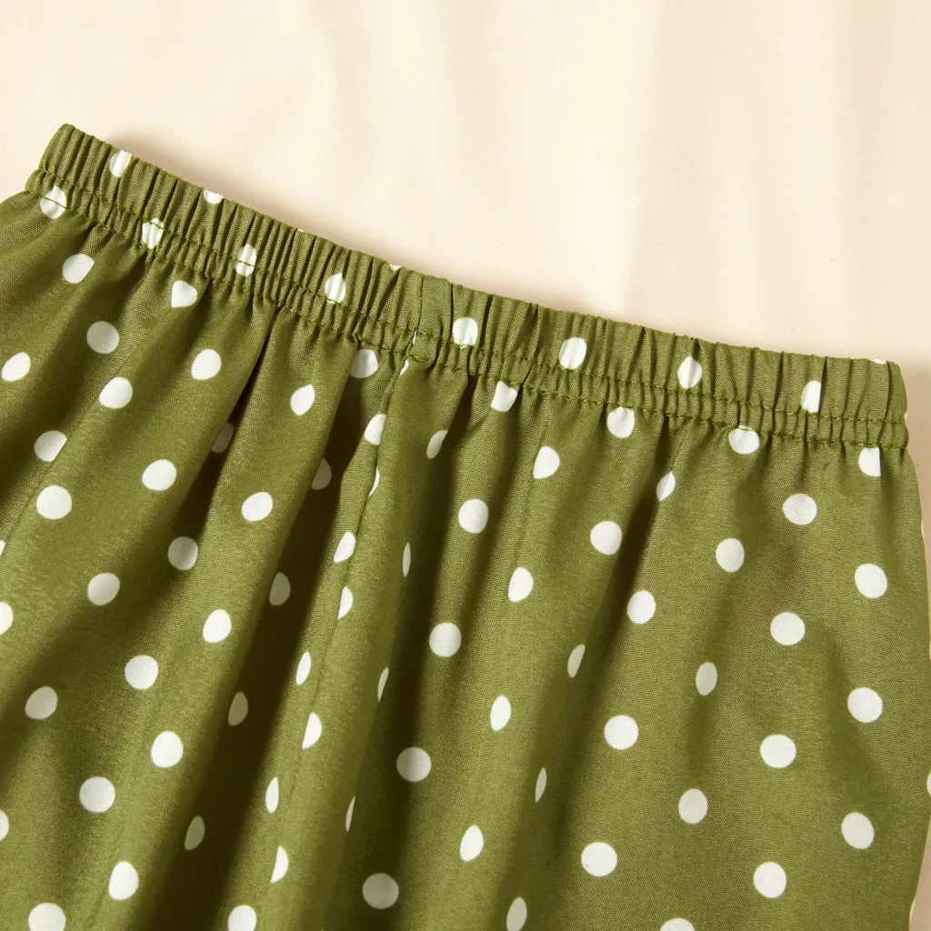 pantalones repelentes de mosquitos casuales de lunares para niñas pequeñas Verde oscuro big image 1