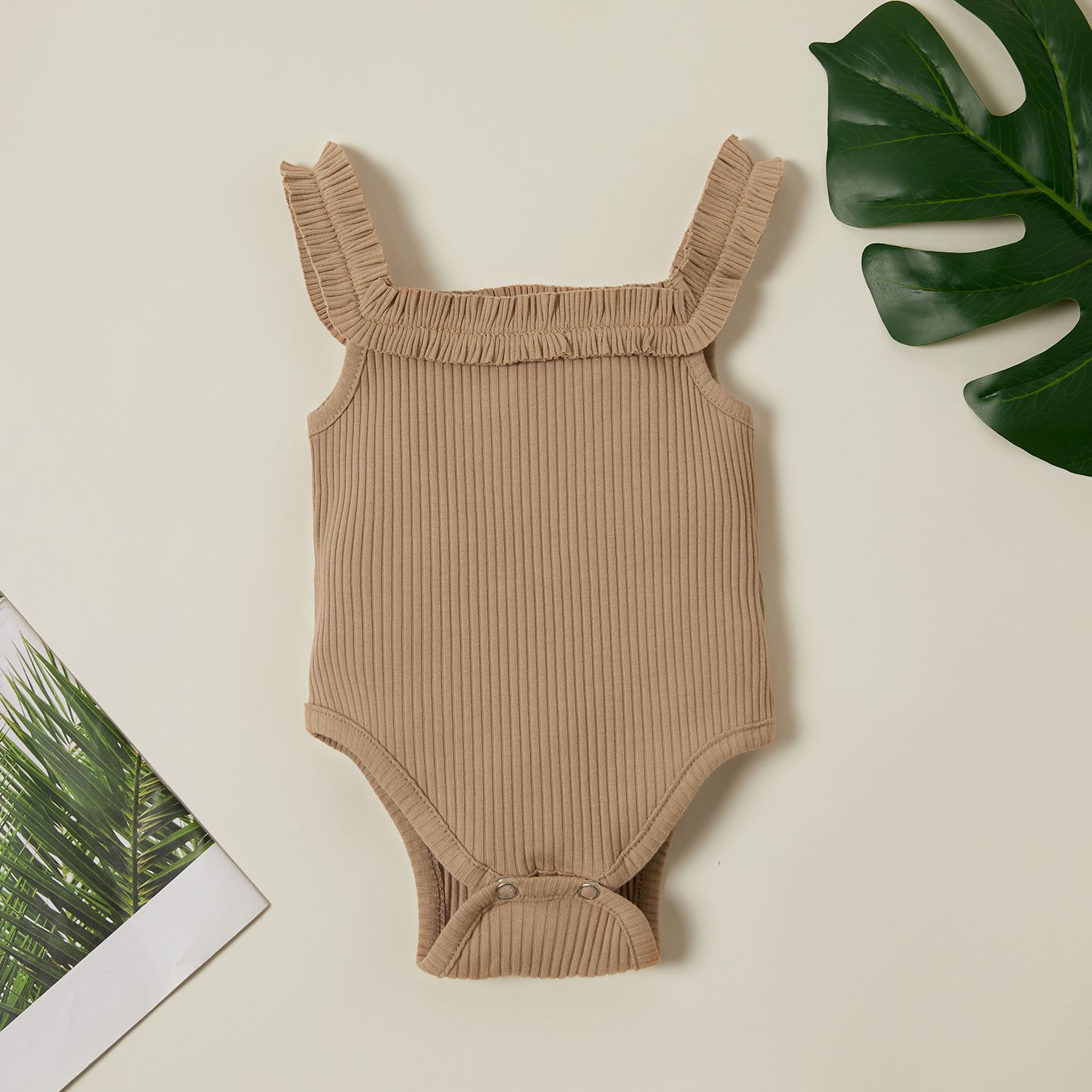 

Ribbed Solid Sleeveless Baby Romper