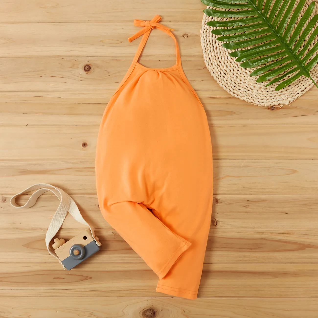 Baby / Toddler Girl Casual Solid Jumpsuits Orange big image 1