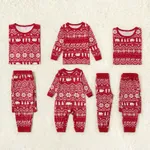 Traditional Christmas Print Family Matching Pajamas Sets (Flame resistant) Red image 3