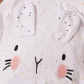 Rabbit Print 3D Ear Desert Dotted Footed/footie Long-sleeve White Baby Jumpsuit  image 4