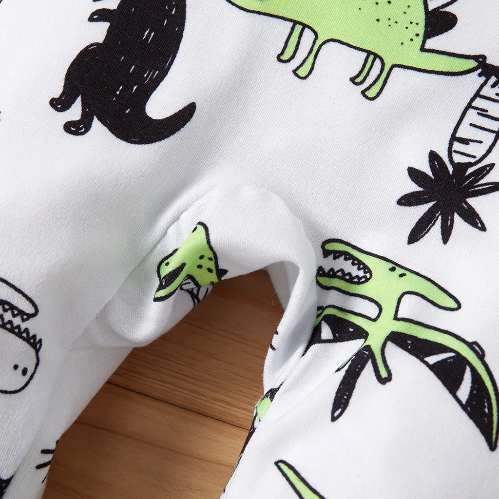 Bebé Chico Costura de tela Dinosaurio Infantil Camiseta sin mangas Monos Bloque de color big image 1