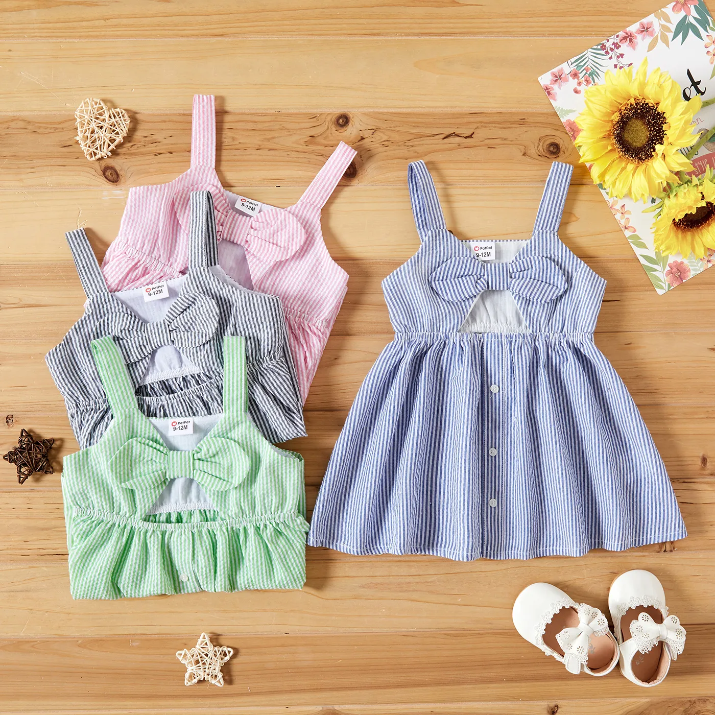 Baby / Toddler Strappy Striped Dress Light Blue image 2