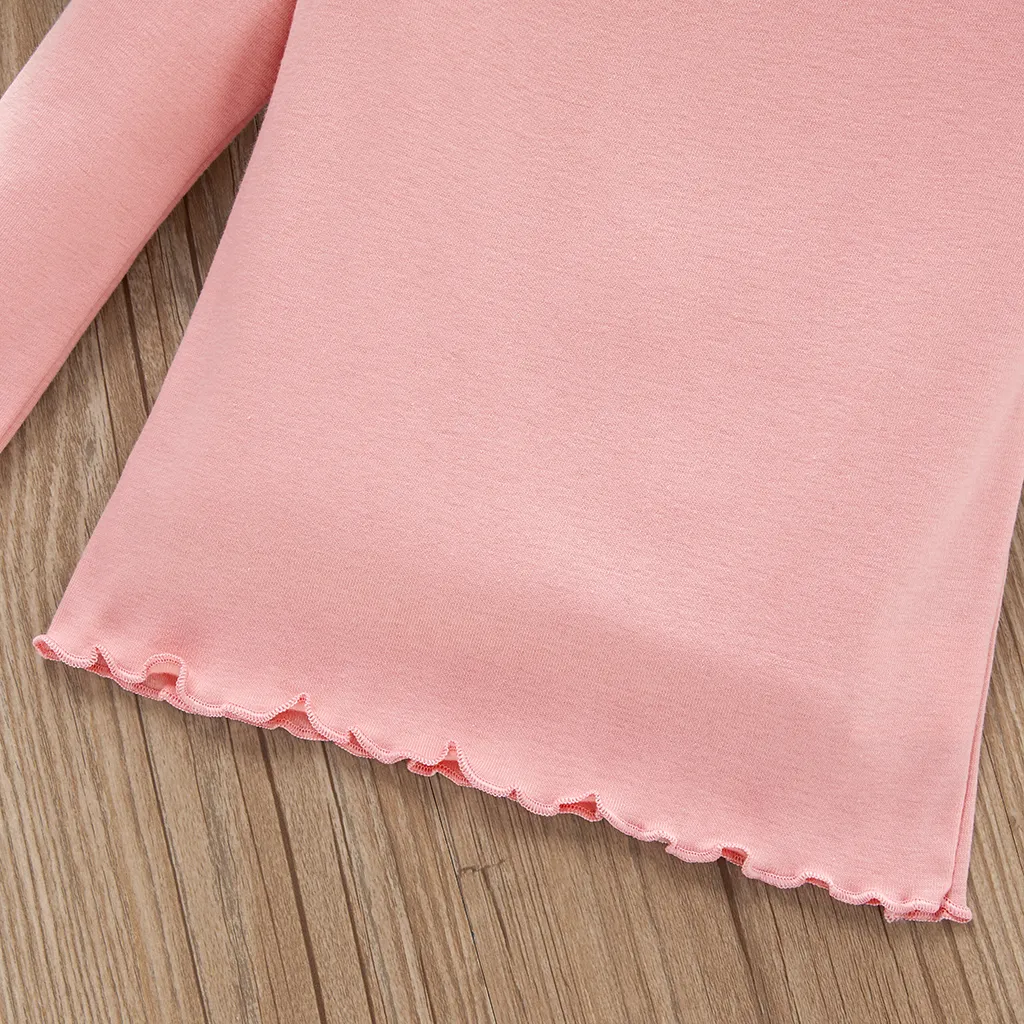 Kleinkinder Mädchen Stehkragen Süß Langärmelig T-Shirts rosa big image 1