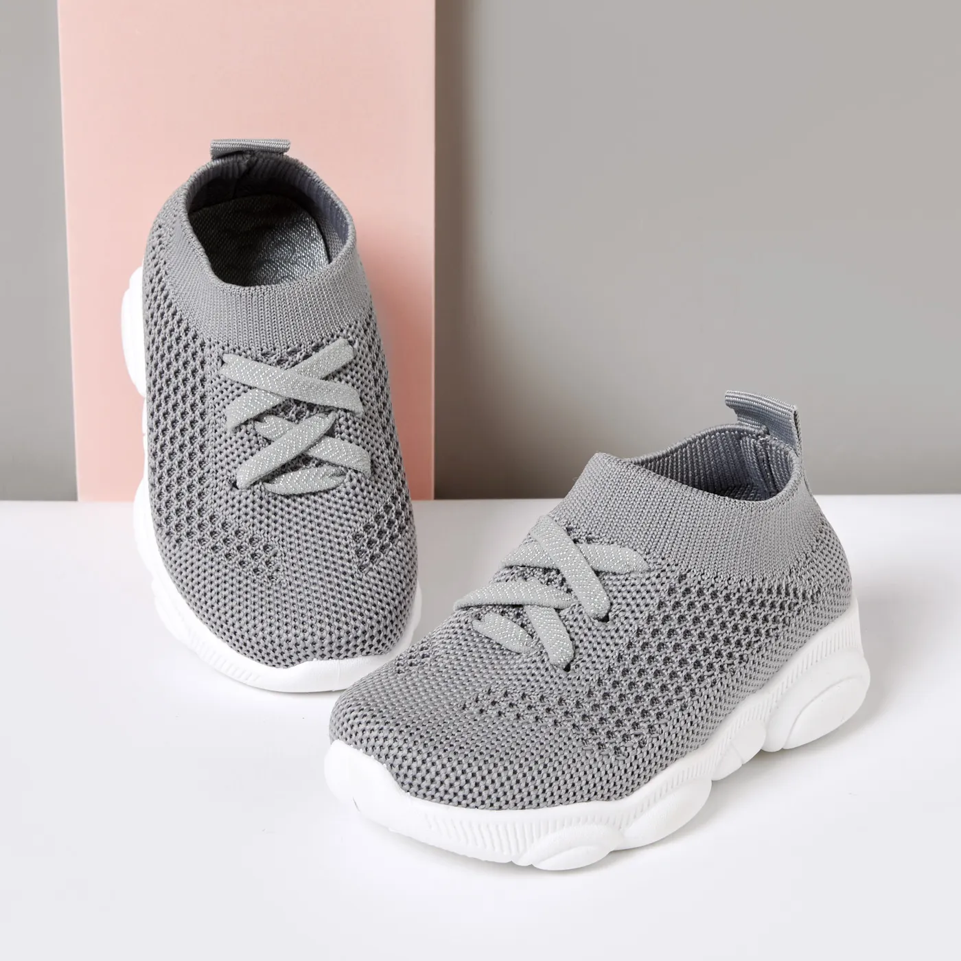 Toddler Boy / Girl Trendy Solid Breathable Athletic shoes Grey big image 1