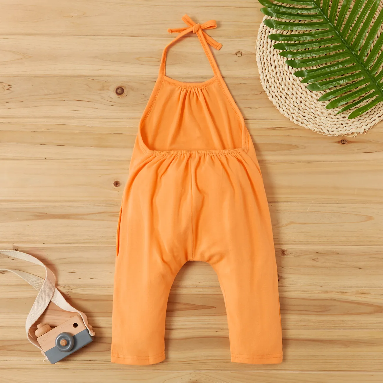 Baby / Toddler Girl Casual Solid Jumpsuits Orange big image 1