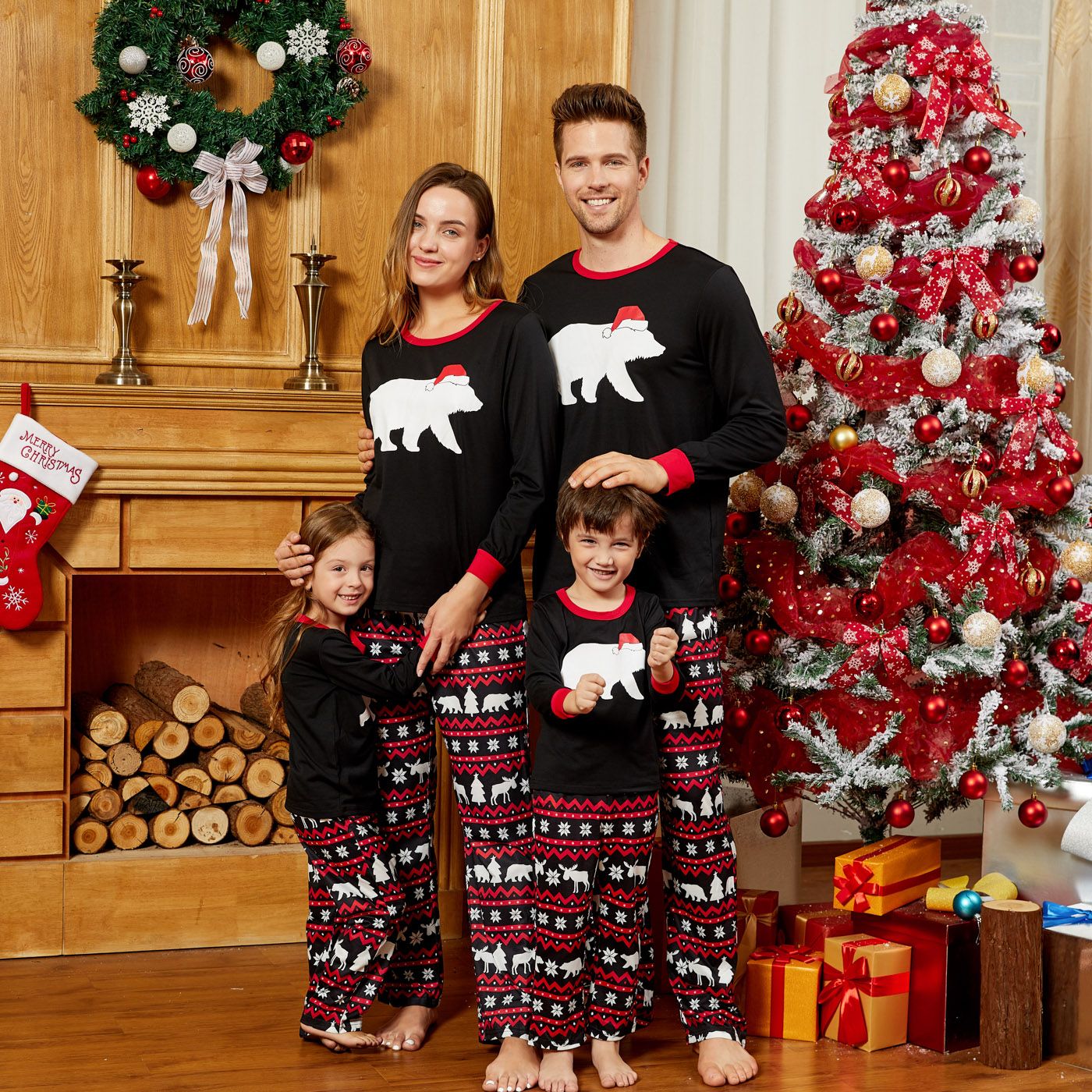 

Mosaic Family Matching Bear Christmas Pajamas Sets (Flame Resistant)