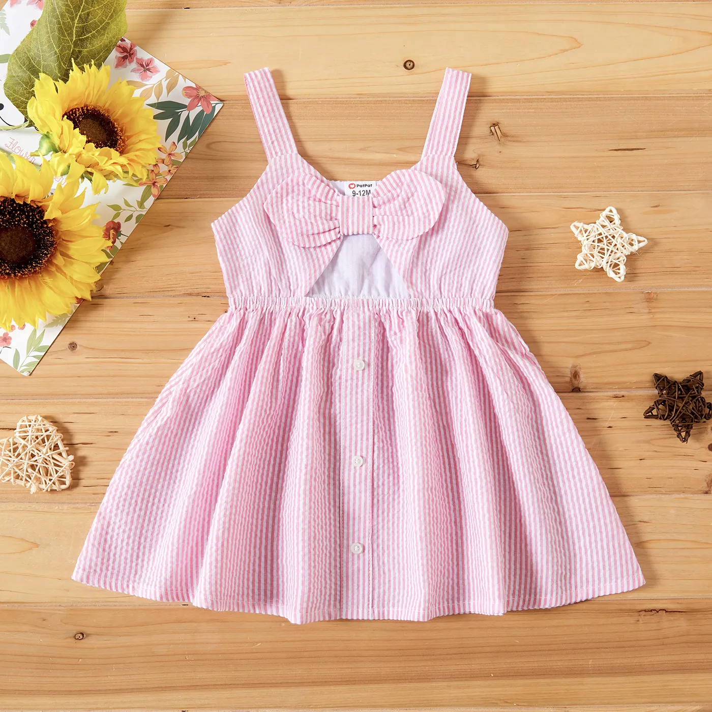 Baby / Toddler Strappy Striped Dress Pink