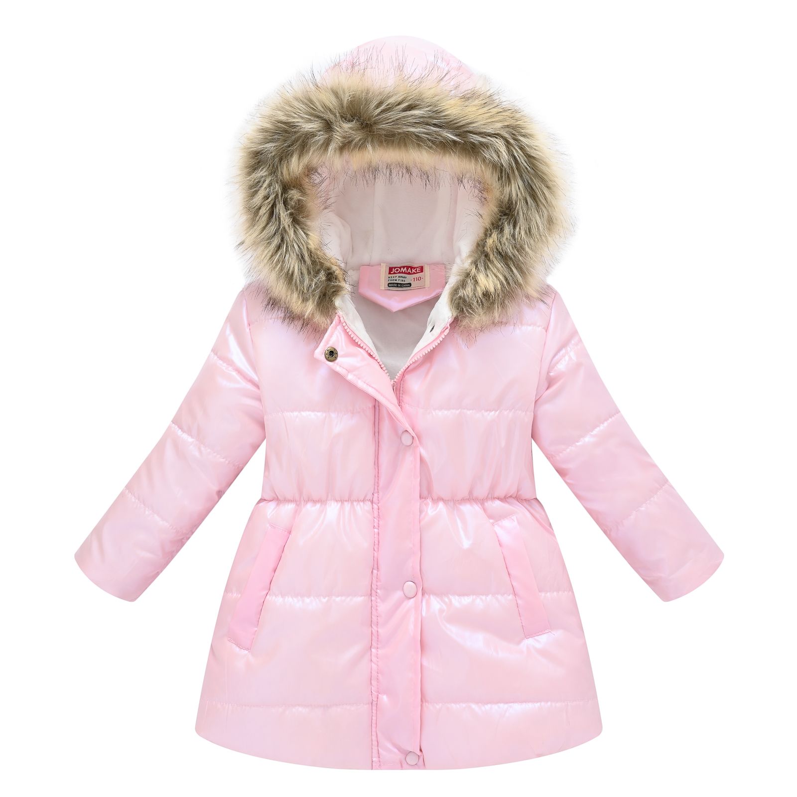 Girls' Sweet Solid Color Hooded Jacket