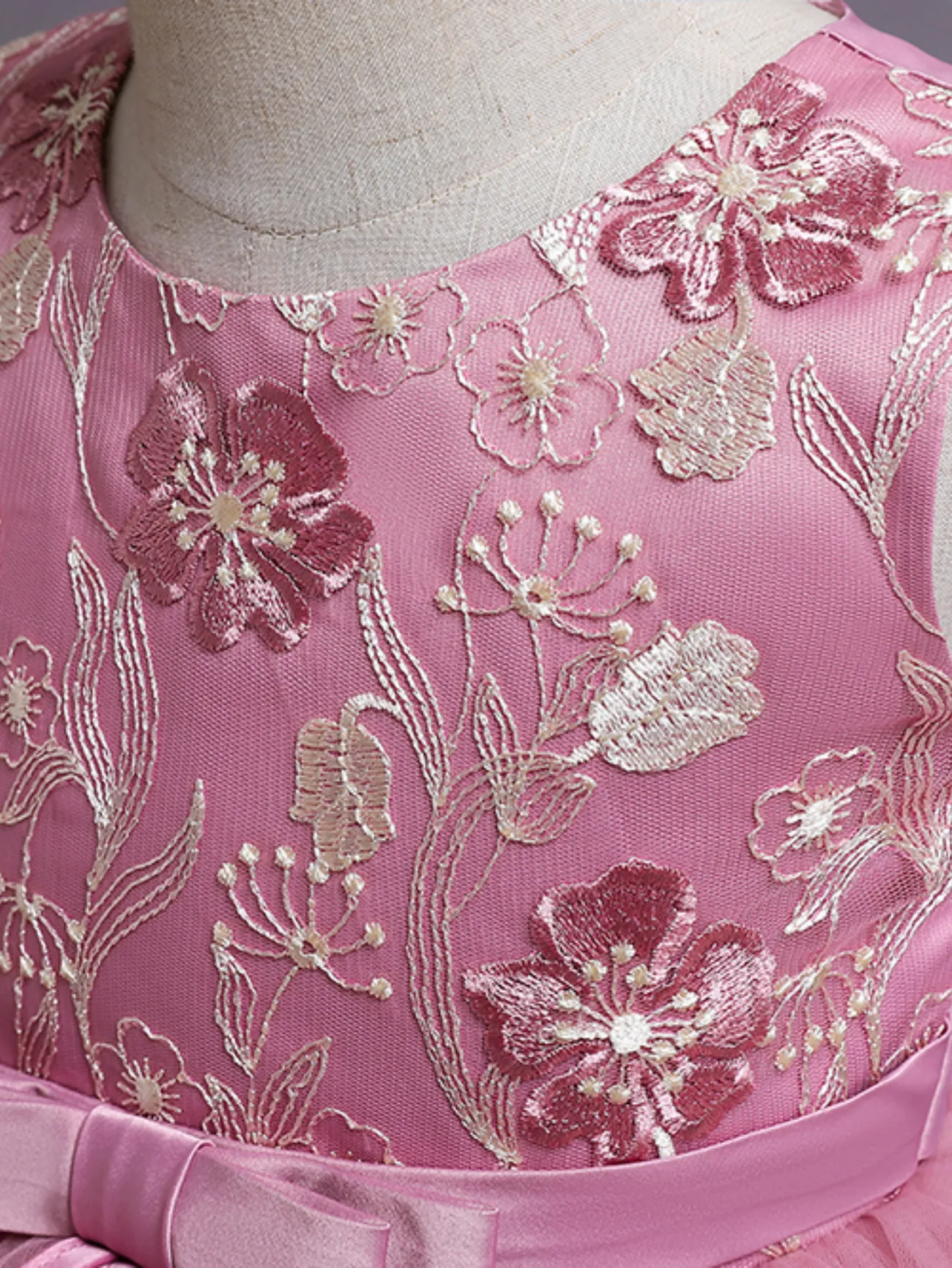 Toddler Girl Elegant  Multi-layeredTropical Flower Costume Dress  Dark Pink big image 1