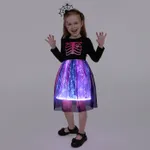 Go-Glow Halloween Illuminating Kid Dress with Light Up Stripes Color Clash Skirt Including Controller (Built-In Battery) Black image 4