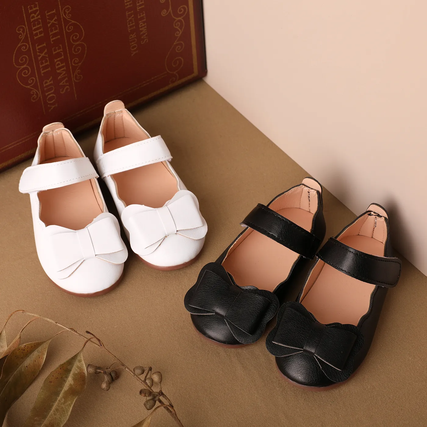  Toddler and Kids Bow Decor Solid Color Velcro Shoes