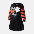 Go-Glow Illuminating Sweatshirt Dress with Light Up Print and Letters Including Controller (Built-In Battery) Black image 3