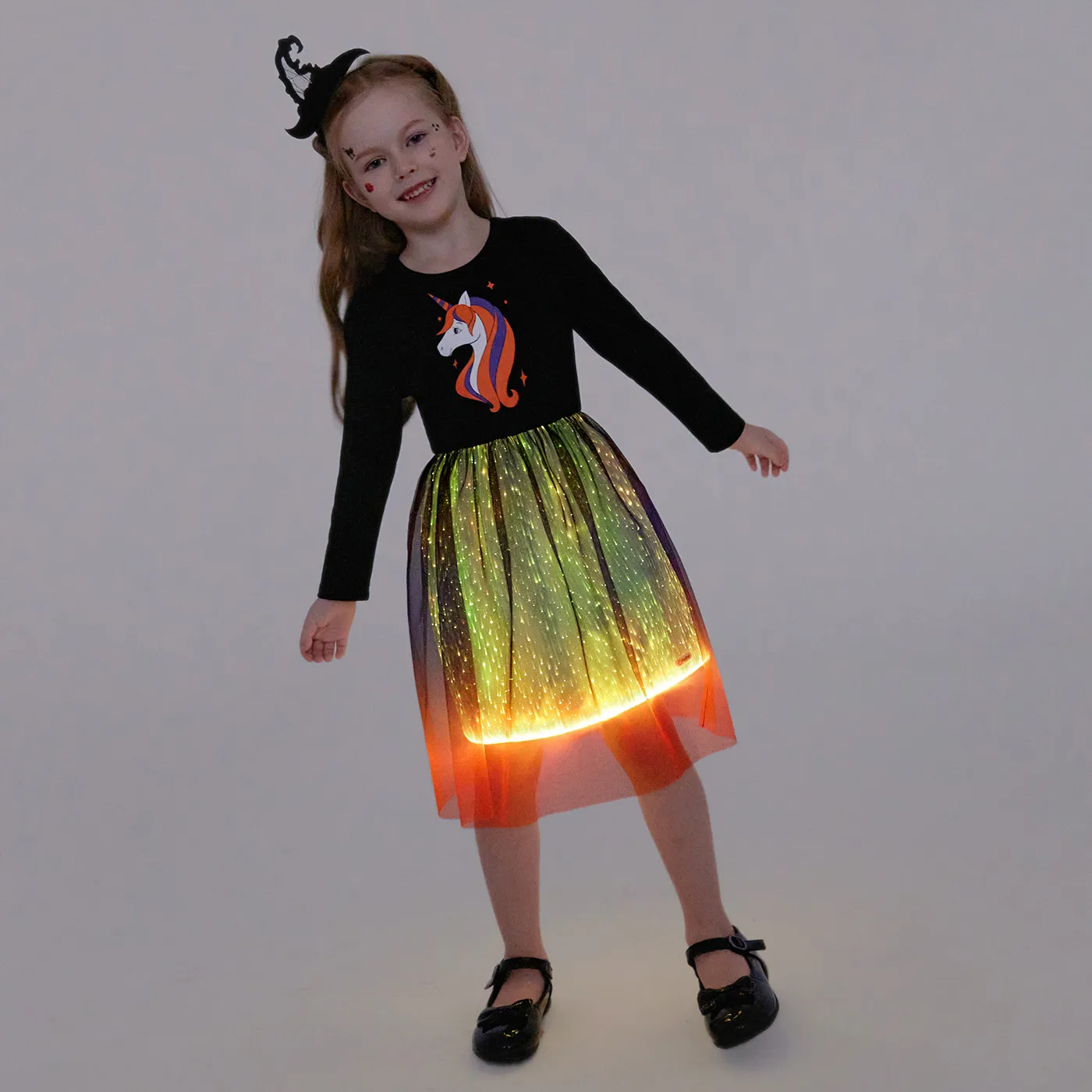 Go-Glow Illuminating Kid Unicorn Dress with Light Up Skirt Including Controller (Built-In Battery) Black image 5