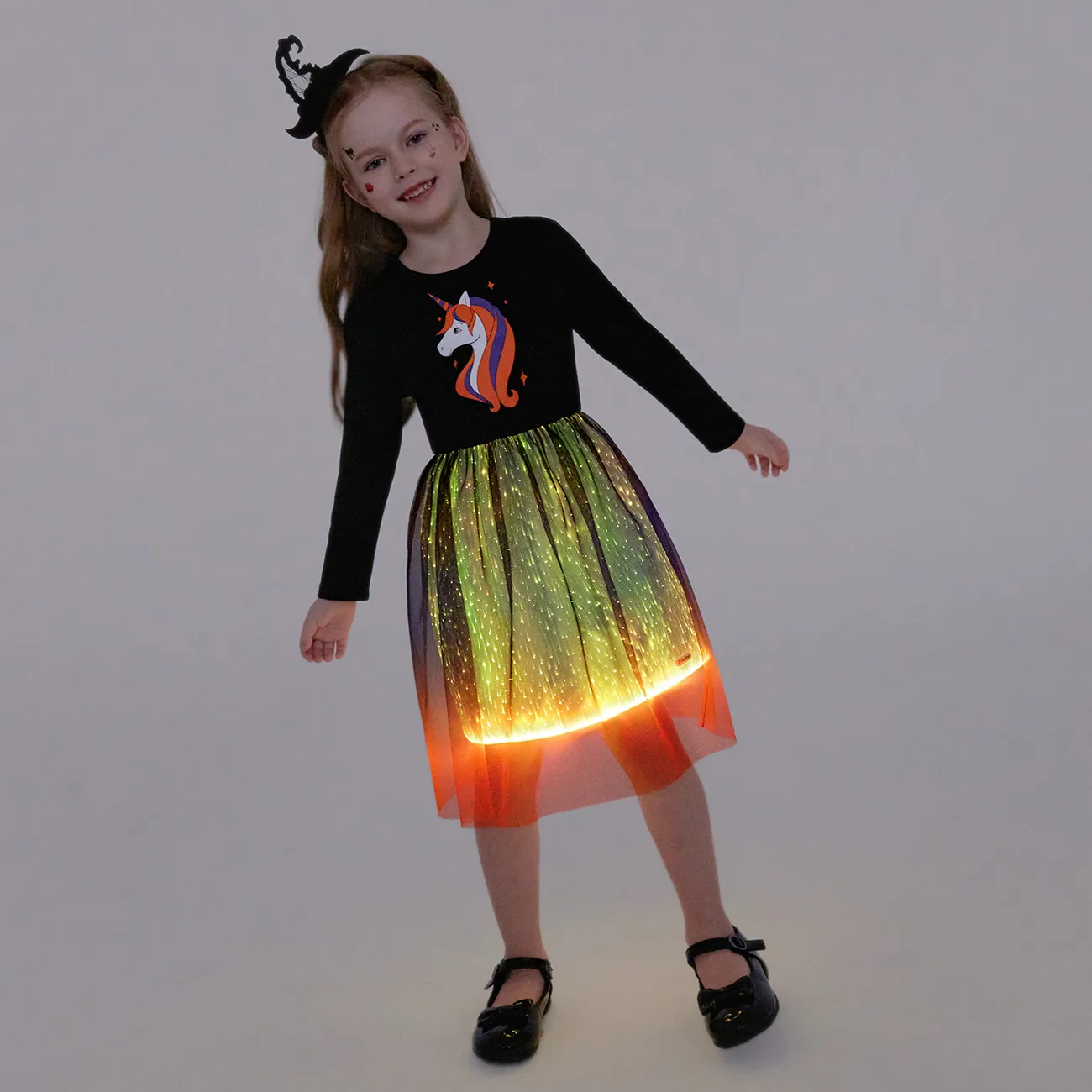 Go-Glow Illuminating Kid Unicorn Dress with Light Up Skirt Including Controller (Built-In Battery) Black big image 1