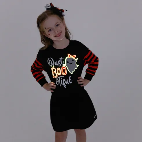 Go-Glow Illuminating Sweatshirt Dress with Light Up Print and Letters Including Controller (Built-In Battery) Black big image 8