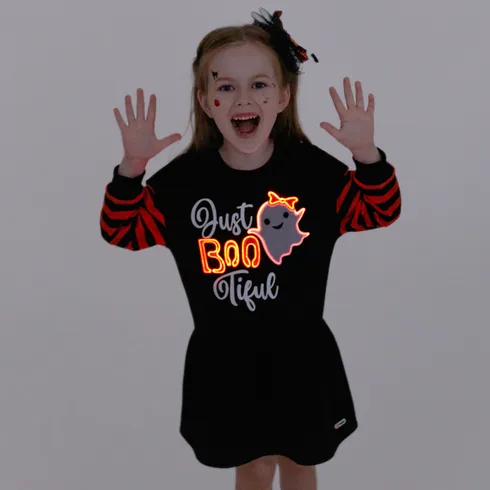 Go-Glow Illuminating Sweatshirt Dress with Light Up Print and Letters Including Controller (Built-In Battery) Black big image 9