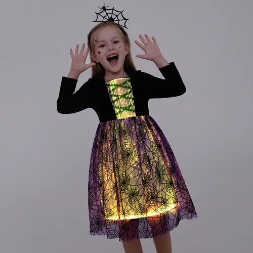 Go-Glow Illuminating Dark Dress with Light Up 3D Print Skirt Including Controller (Built-In Battery)