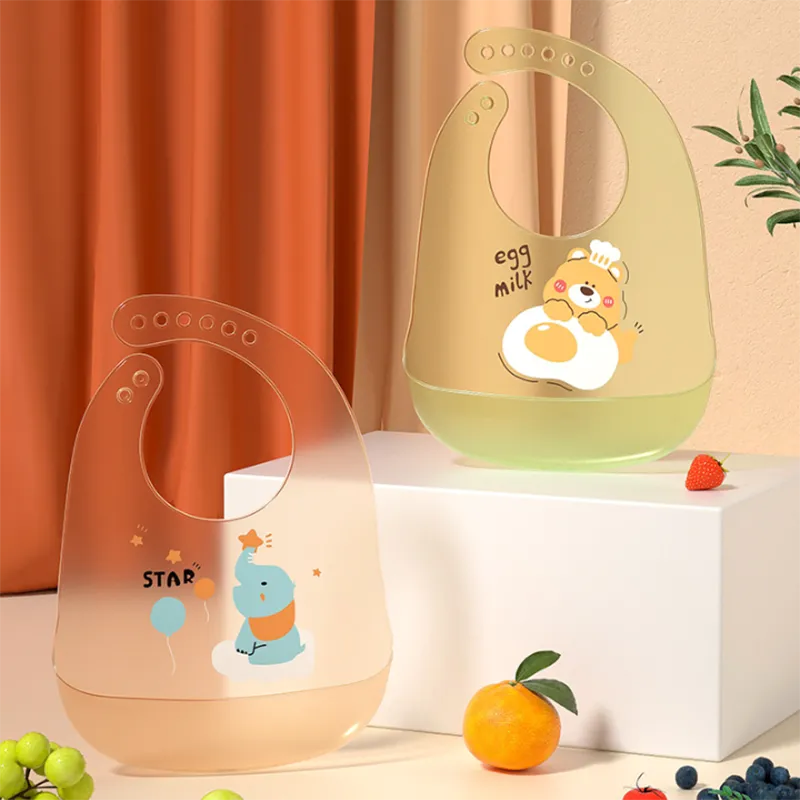 Waterproof Silicone Baby Bib - Preventing Stains and Spills during Mealtime Apricot image 2