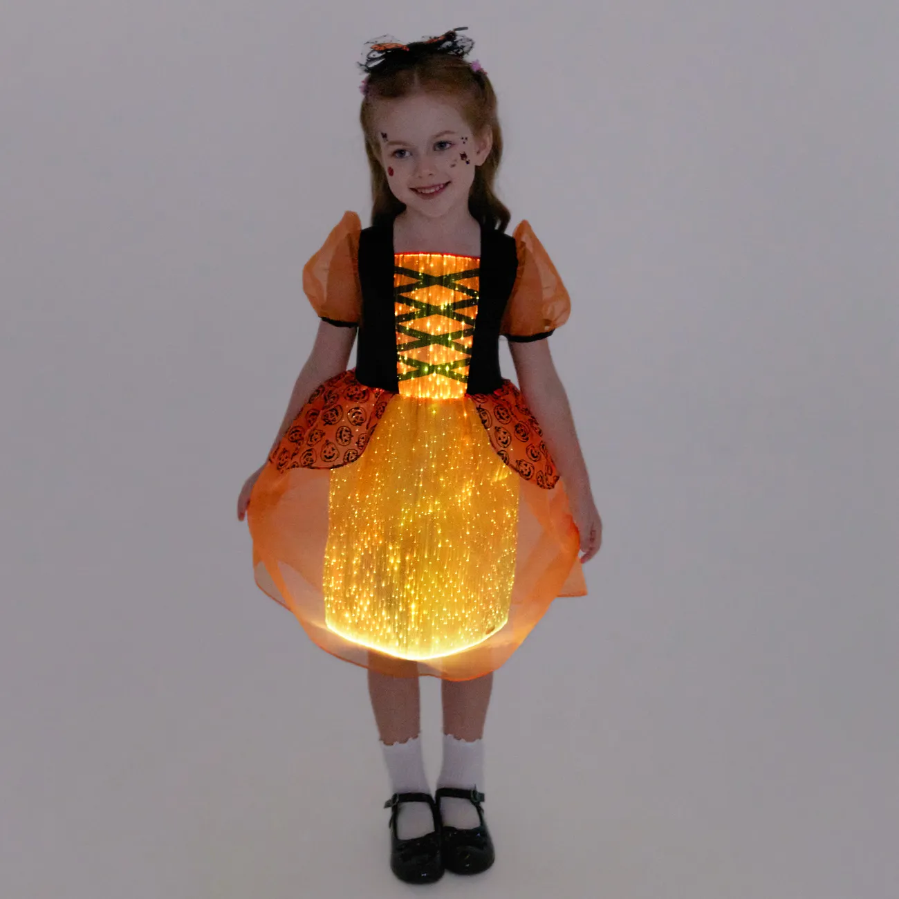 Go-Glow Halloween Robe citrouille illuminée avec jupe lumineuse avec contrôleur (batterie intégrée) Orange big image 1