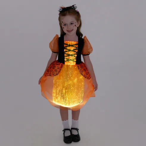 Go-Glow Halloween Illuminating Pumpkin Dress with Light Up Skirt Including Controller (Built-In Battery) Orange big image 4