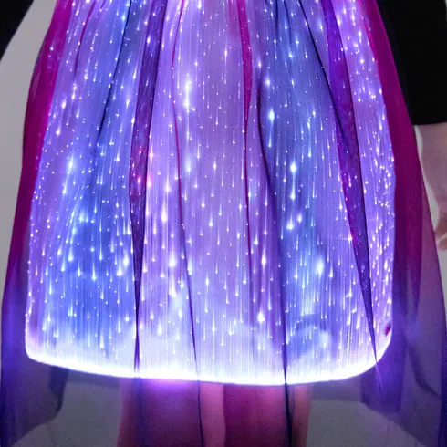 Go-Glow Halloween Illuminating Kid Dress with Light Up Stripes Color Clash Skirt Including Controller (Built-In Battery) Black big image 10