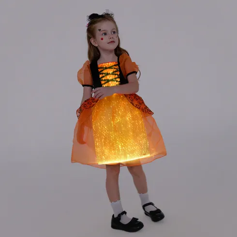 Go-Glow Halloween Illuminating Pumpkin Dress with Light Up Skirt Including Controller (Built-In Battery) Orange big image 5
