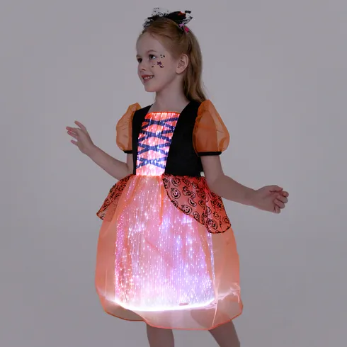 Go-Glow Halloween Illuminating Pumpkin Dress with Light Up Skirt Including Controller (Built-In Battery) Orange big image 7