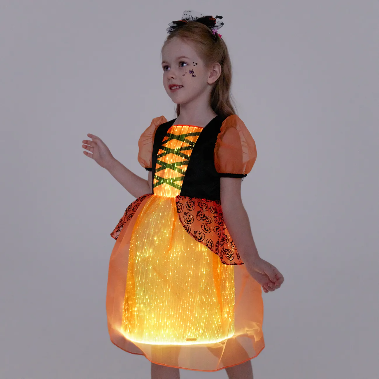 Go-Glow Halloween Illuminating Kürbiskleid mit beleuchtetem Rock inklusive Controller (eingebauter Akku) orange big image 1