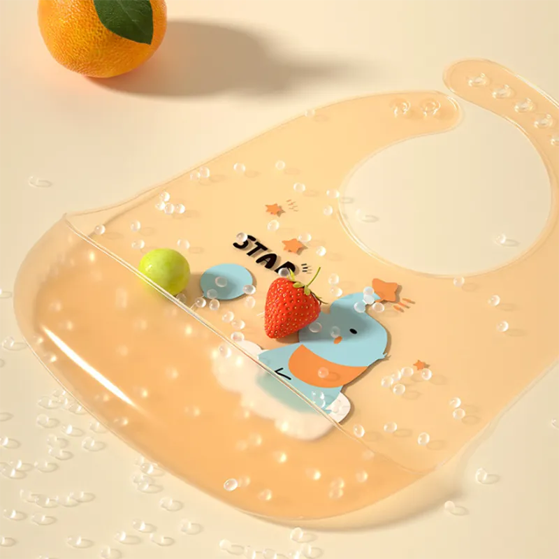 Waterproof Silicone Baby Bib - Preventing Stains and Spills during Mealtime Apricot image 4