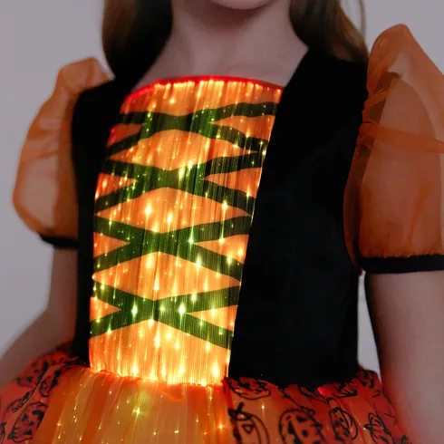 Go-Glow Halloween Illuminating Pumpkin Dress with Light Up Skirt Including Controller (Built-In Battery) Orange big image 9