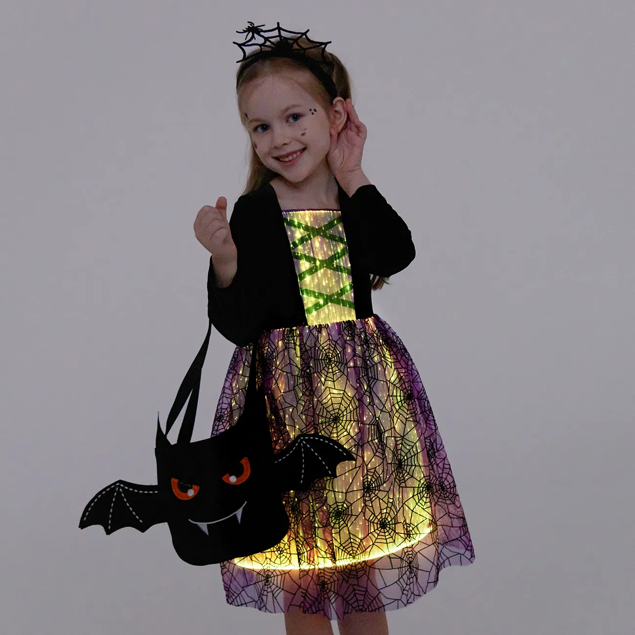 Go-Glow Vestido oscuro iluminador con falda de impresión 3D iluminada que incluye controlador (batería incorporada) Púrpura big image 1