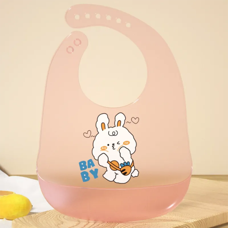Waterproof Silicone Baby Bib - Preventing Stains and Spills during Mealtime Pink big image 1