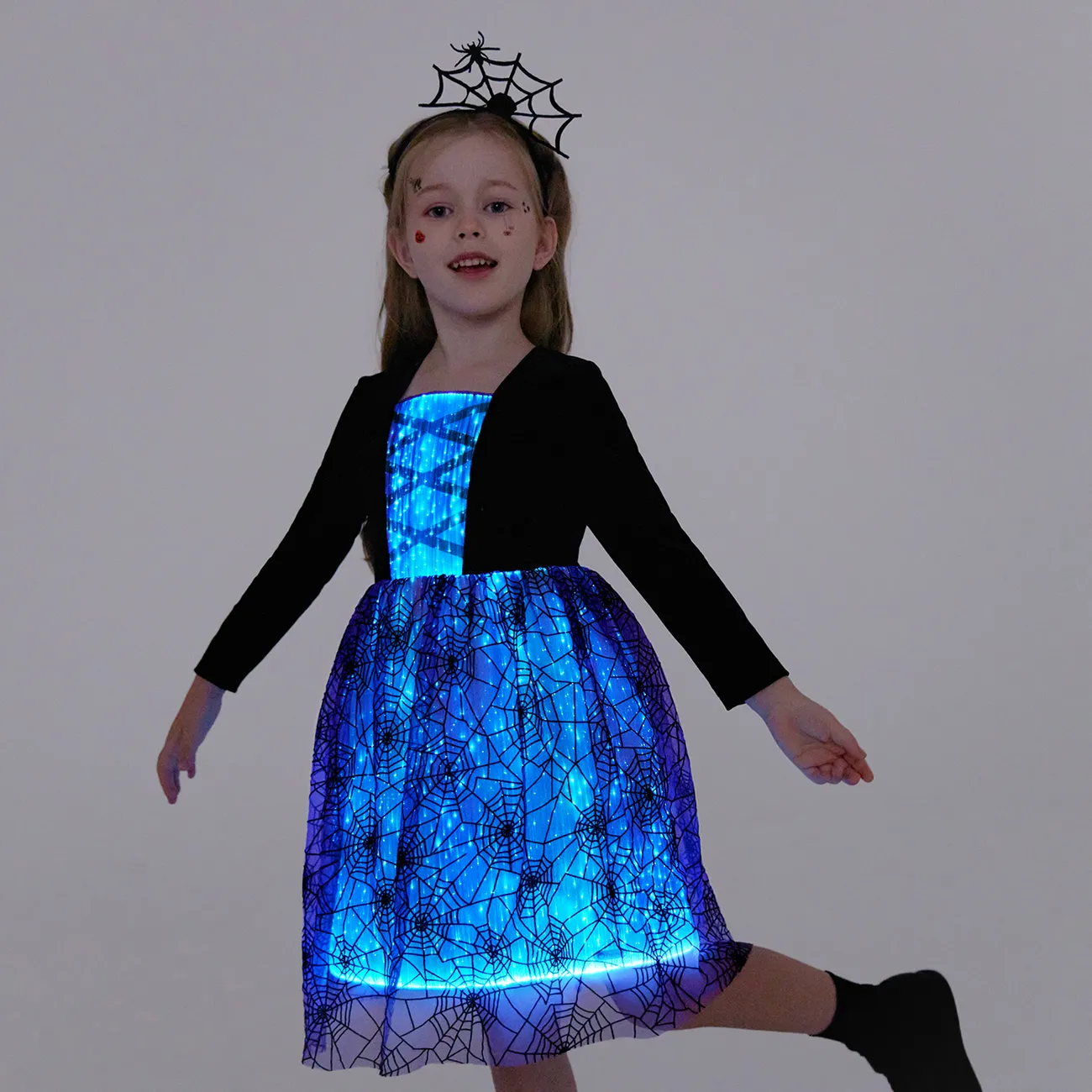 Go-Glow Iluminador vestido escuro com saia de impressão 3D Light Up incluindo controlador (bateria embutida) Roxa big image 1