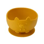 Cute Cartoon Cat Baby Bowl with Suction Cup Yellow