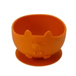 Cute Cartoon Cat Baby Bowl with Suction Cup Orange