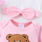 3PCS Baby Girl Hyper-Tactile Bear Pattern Sweet Set Pink image 3