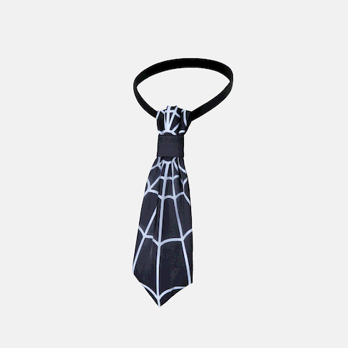 Go-Glow Halloween Light Up Necktie with Spiderweb Pattern Including Controller (Built-In Battery) Black big image 2