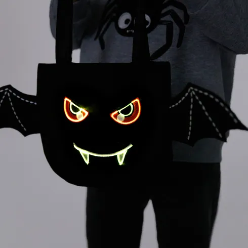 Go-Glow Halloween Light Up Handbag Bat Pattern with Wings Including Controller (Built-In Battery) Black big image 5