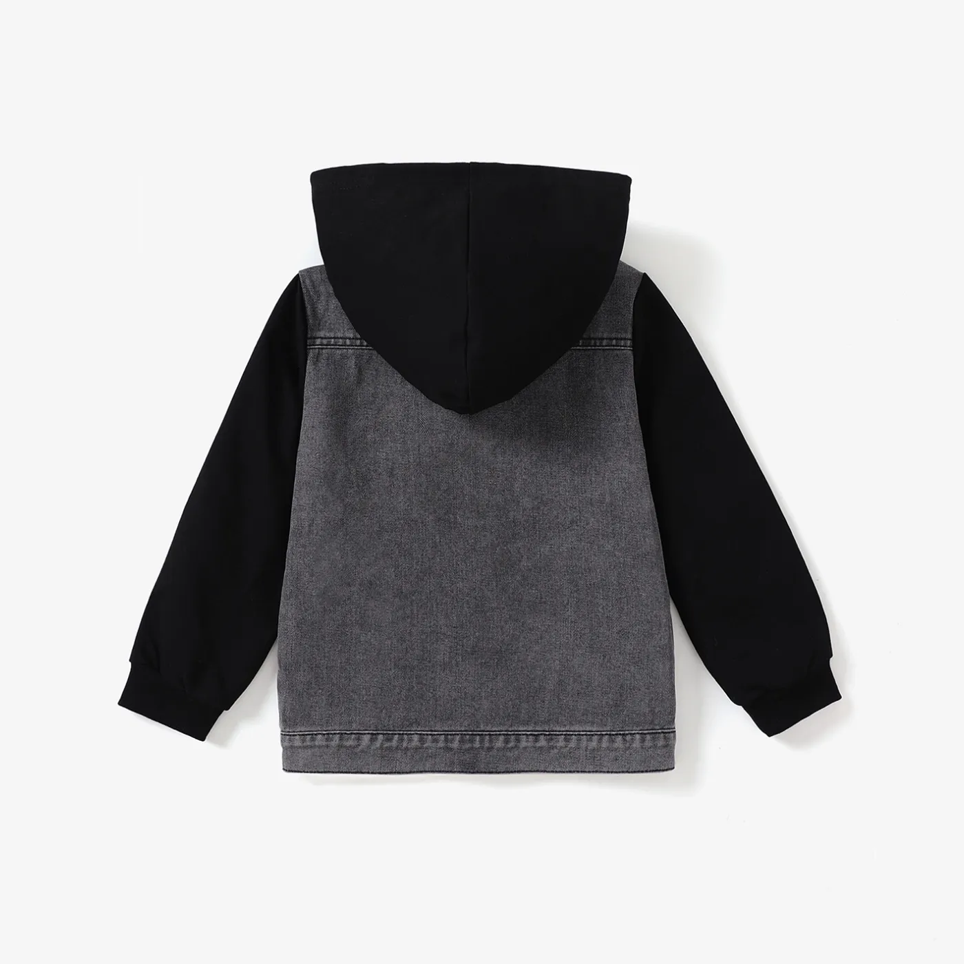 Kid Boy Fabric Stitching Hooded Denim Jacket  image 2
