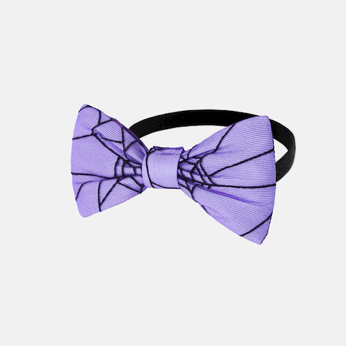 Go-Glow Halloween Light Up Bow Tie with Spiderweb Pattern Including Controller (Built-In Battery) Purple big image 2