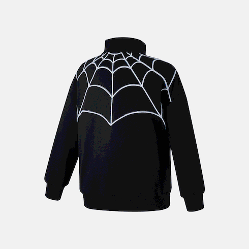 Go-Glow Illuminating Jacket with Light Up Embroidered Spider Web Including Controller (Built-In Battery) Black big image 3