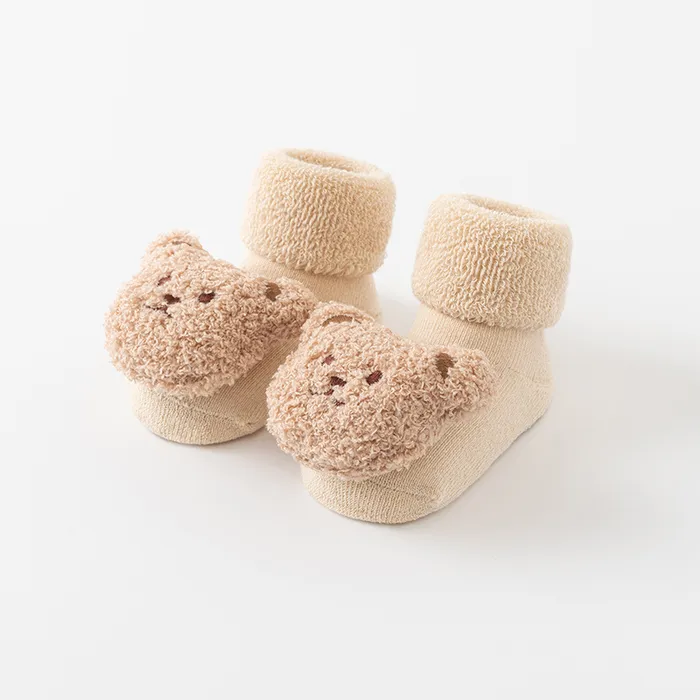 A bebé / niño pequeño le gusta Lindo muñeca terry grueso tubo medio calcetines antideslizantes para niños pequeños