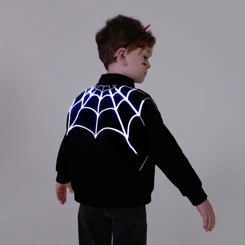 Go-Glow Illuminating Jacket with Light Up Embroidered Spider Web Including Controller (Built-In Battery) Black big image 6