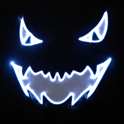 Go-Glow Halloween Illuminating Black Cape with Light Up Demon Face Including Controller (Built-In Battery) BlackandWhite big image 6