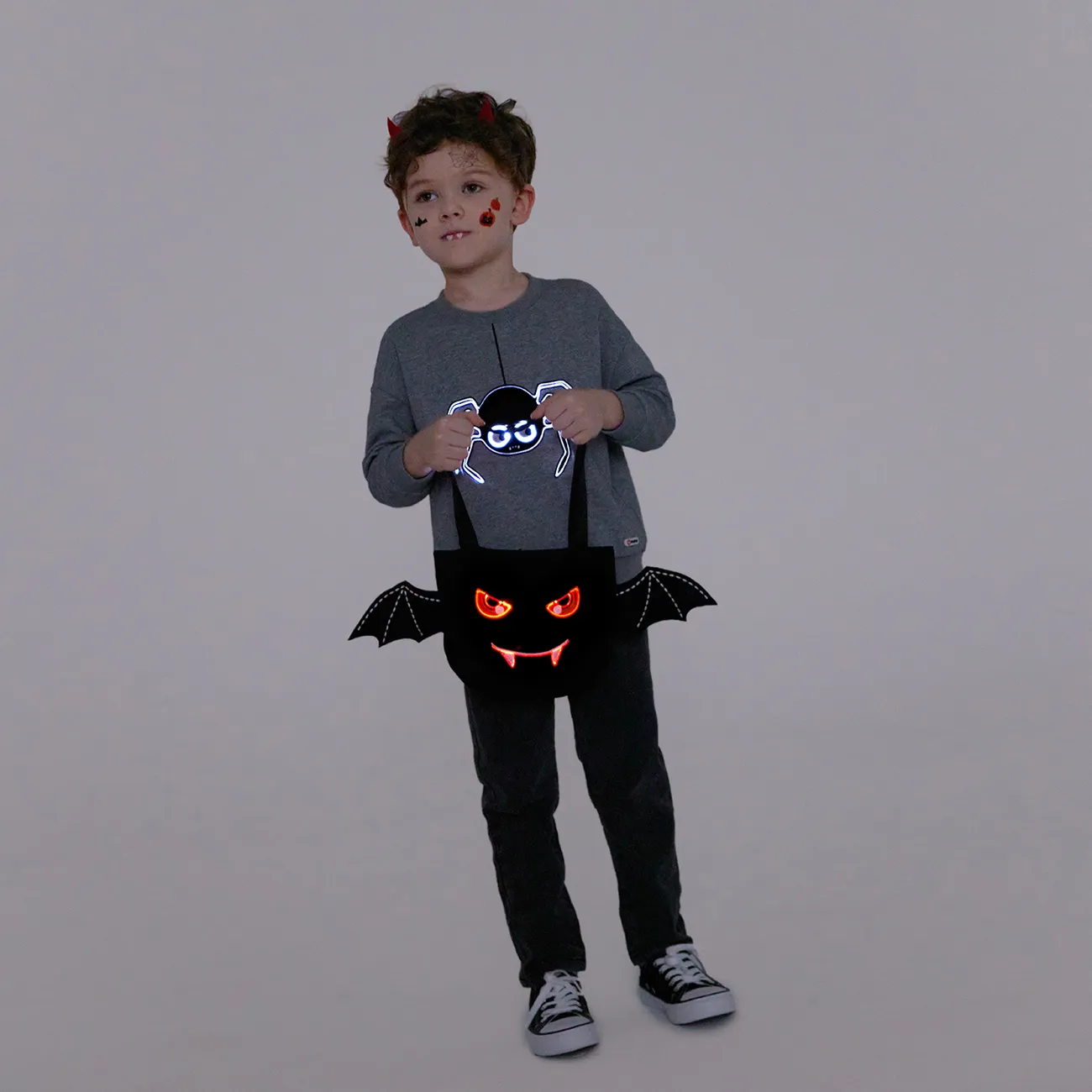 Go-Glow Halloween Light Up Handbag Bat Pattern with Wings Including Controller (Built-In Battery) Black big image 1