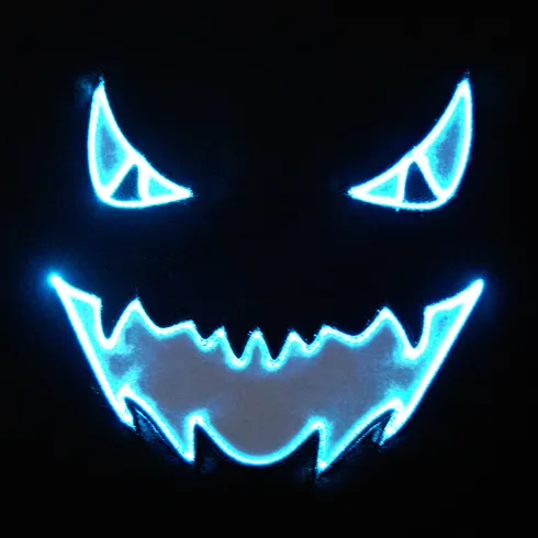 Go-Glow Halloween Illuminating Black Cape with Light Up Demon Face Including Controller (Built-In Battery) BlackandWhite big image 7