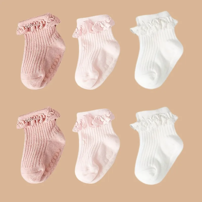 3-pack lovely Lace Ruffle Socks for baby Pink big image 1